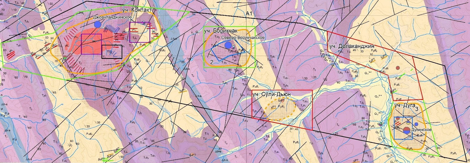 Рисунок 3. Геологическая карта района работ